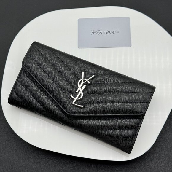 Yves Saint Laurent CASSANDRE MATELASSE LARGE FLAPPED WALLET IN GRAIN EMBODIED LE - Picture 1 of 9